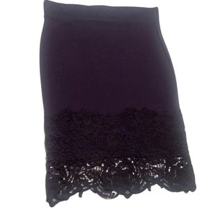 olivia blu purple pullon pencil skirt with lace L